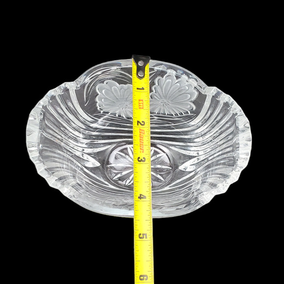 Vtg Floral Etched Crystal Open Candy Dish Bowl 3.5 in - Picture 15 of 16